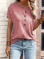 Half Button Short Sleeve Top
