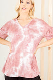 Heimish Full Size Ruffled Sleeve Tie Dye Top Plus Size - felvior