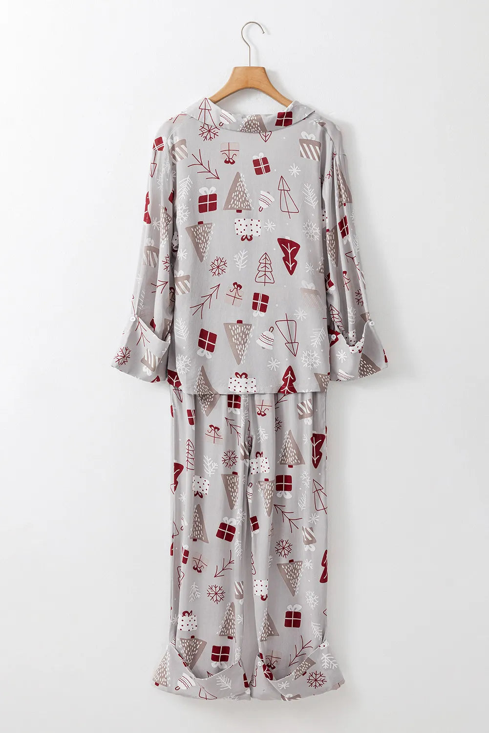 Printed Long Sleeve Top and Pants Lounge Set - felvior