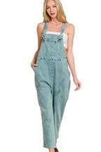 Zenana Washed Knot Strap Relaxed Fit Overalls