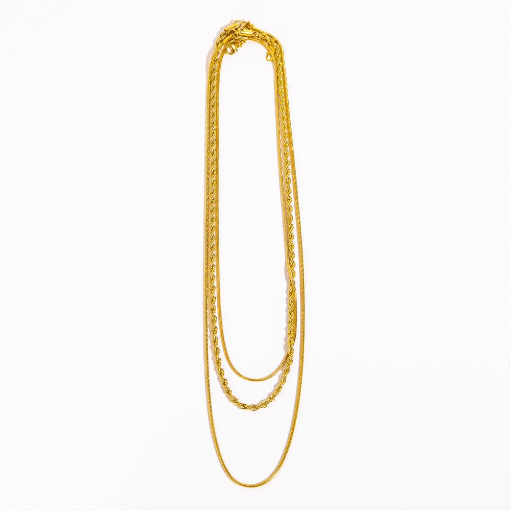 18K Gold-Plated Titanium Steel Three-Layered Necklace - felvior