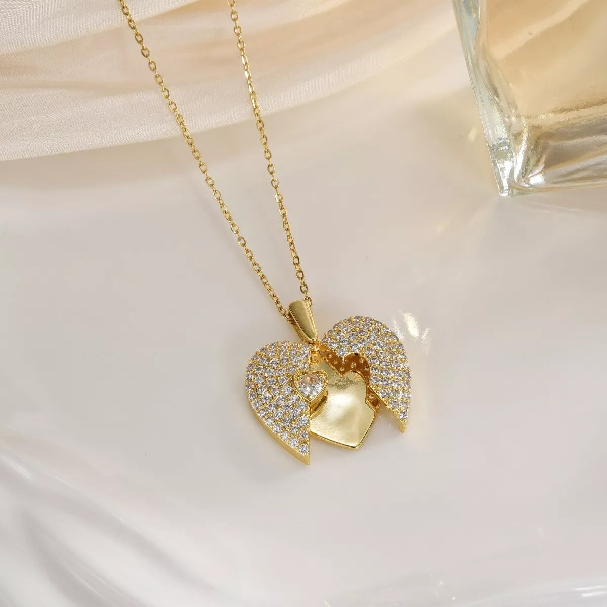 18K Gold-Plated Heart Locket Necklace Secondary image