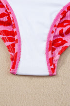 Leopard Cutout Ribbed Side Drawstring One-Piece Swimsuit