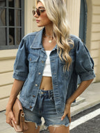 Button Down Washed Denim Jacket