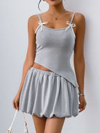 Asymmetrical Bow Cami and Skirt Set