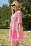 Floral Polka Dot Buttoned Mini Dress - felvior