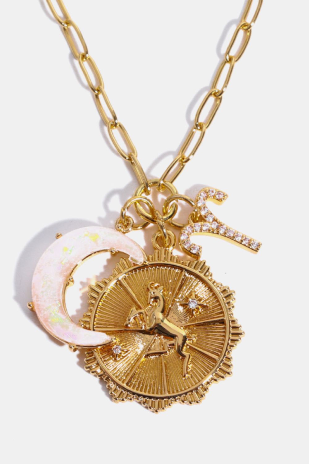 Constellation and Moon Pendant Copper Necklace - felvior