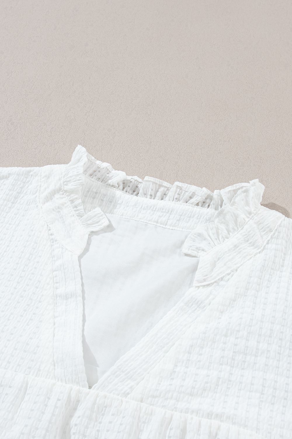 Floral Embroidered Puff Sleeve Notched Blouse