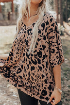 Leopard V-Neck Half Sleeve T-Shirt