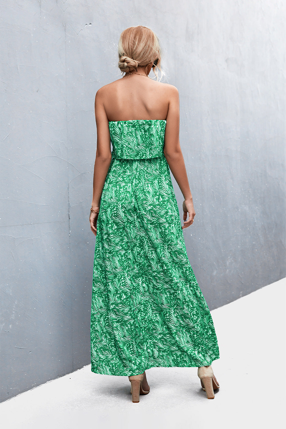 Strapless Split Maxi Dress - felvior