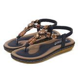 PU Leather Toe Post Flats Sandals - felvior