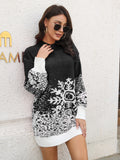 Snowflake Pattern Sweater Dress - felvior