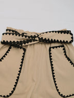 Perfee Tied Contrast Trim Shorts