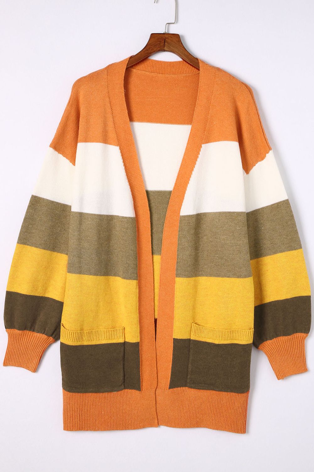Open Front Color Block Cardigan - felvior