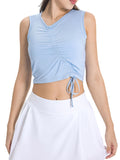 Millennia Drawstring Ruched Wide Strap Active Tank - felvior