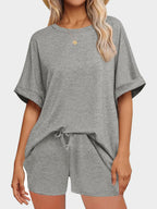 Round Neck T-Shirt and Drawstring Shorts Set