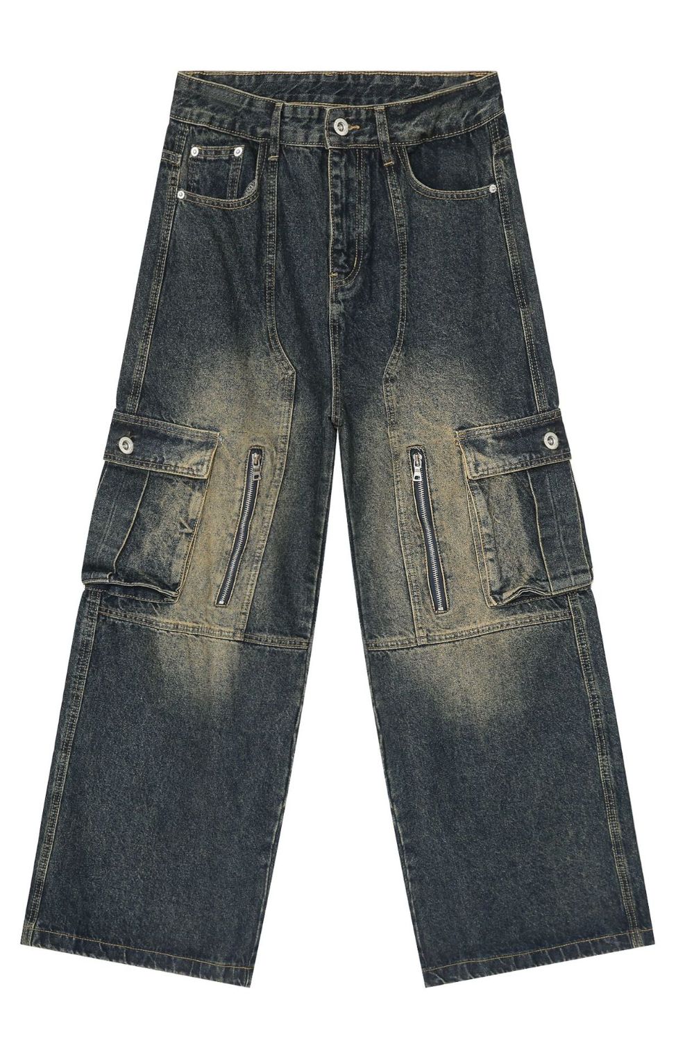 Men's Wide Leg Cargo Jeans - felvior