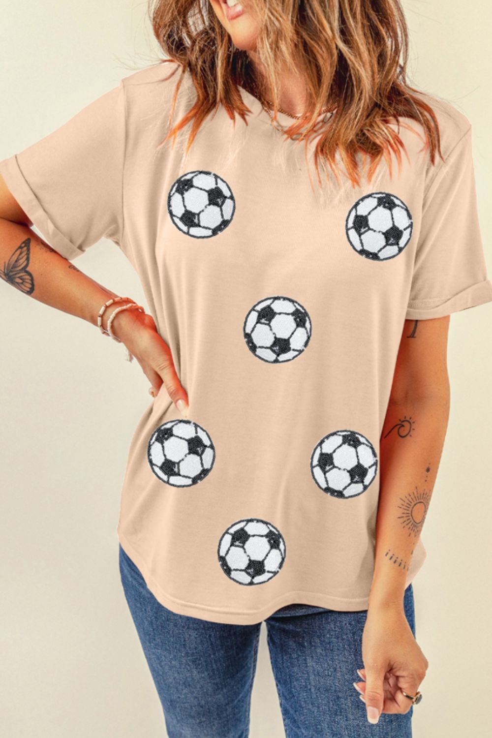 Football Round Neck Short Sleeve T Shirt