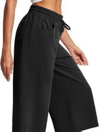 Full Size Drawstring Wide Leg Capris Pants Plus Size