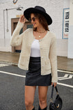 Round Neck Button Up Cardigan with Pockets - felvior