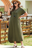 Plus Size V-Neck Short Sleeve Maxi Dress - felvior