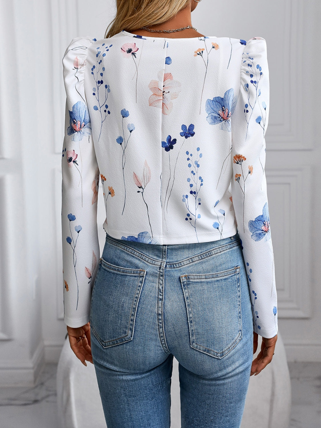 Printed Zip Up Long Sleeve Jacket - felvior