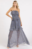 Mittoshop Ruffled Smocked Floral Halter Neck Maxi Dress - felvior