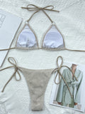 Halter Neck Tie Back Bikini Set - felvior