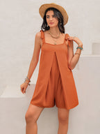 Wide Strap Tie Shoulder Romper