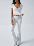 Devine Short Sleeve Top and Bootcut Legging Set - felvior