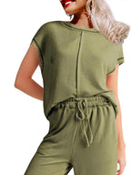 Ribbed Exposed Seam Top and Pants Set