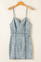 Back Zipped Mini Cami Denim Dress