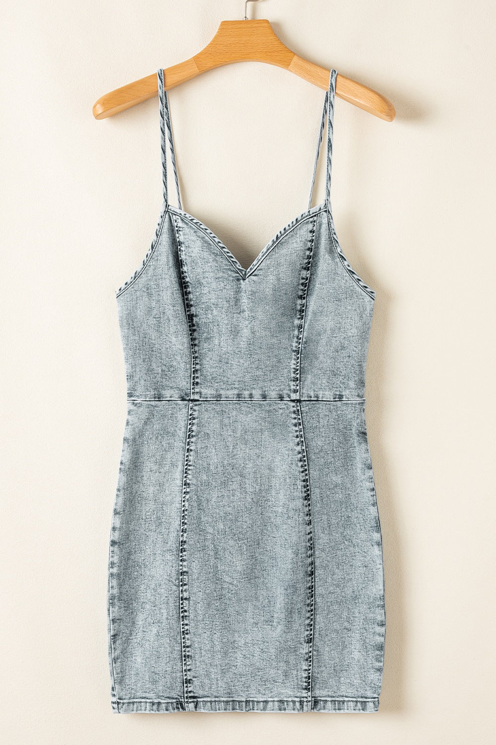 Back Zipped Mini Cami Denim Dress