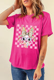 Rabbit Graphic Round Neck Short Sleeve T-Shirt