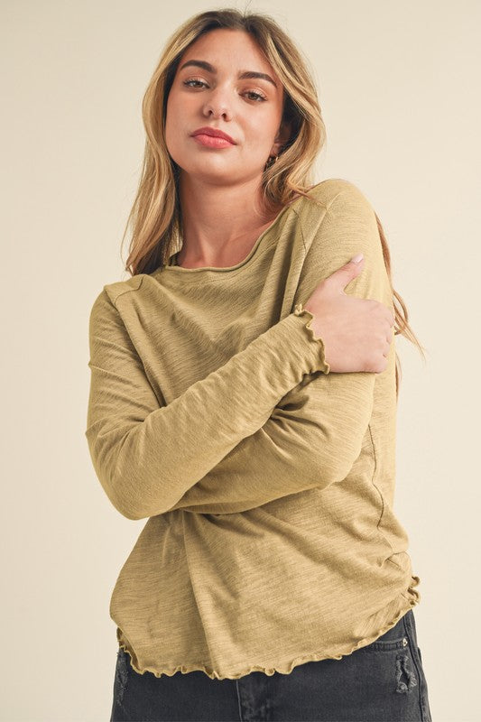 Aemi + Co T-Shirt mit Rundhalsausschnitt und Raglanärmeln und Lettuce-Saum Zweitbild