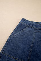 Asymmetrical Denim Skort with Pockets