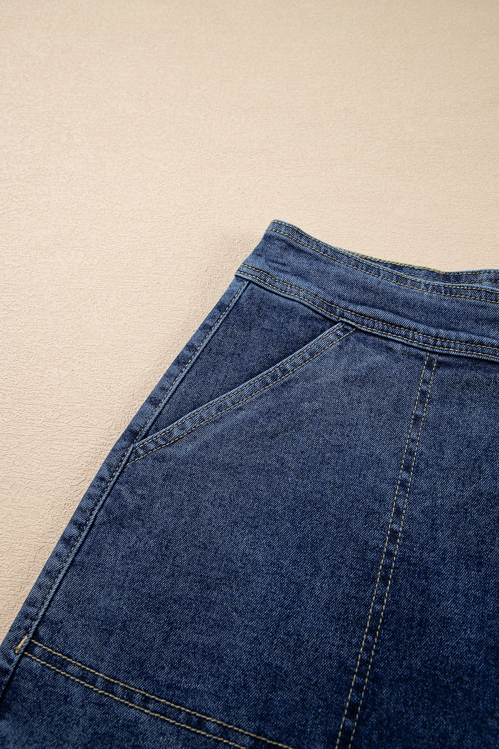 Asymmetrical Denim Skort with Pockets - felvior