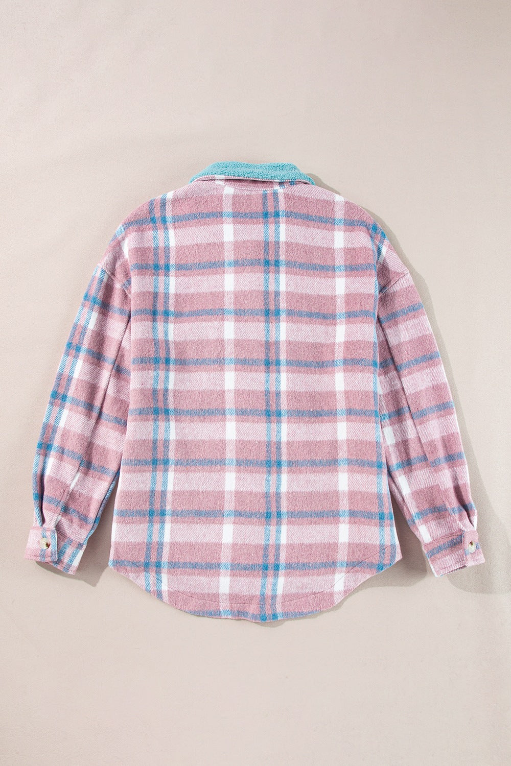Plaid Collared Neck Flap Pockets Shacket - felvior