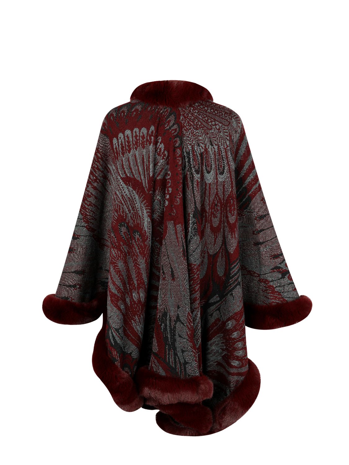 Printed Open Front Poncho - felvior