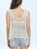 Cutout Round Neck Sleeveless Cover Up - felvior