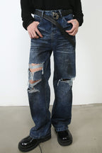 Men's Distressed Jeans with Pockets