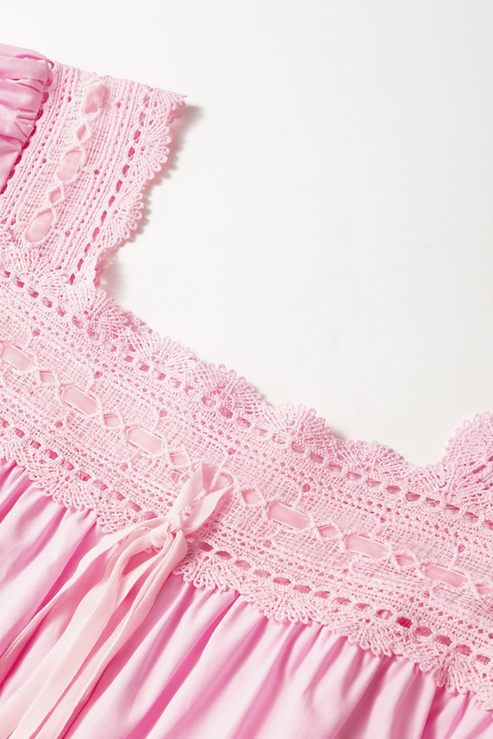 Lace Detail Square Neck Puff Sleeve Blouse