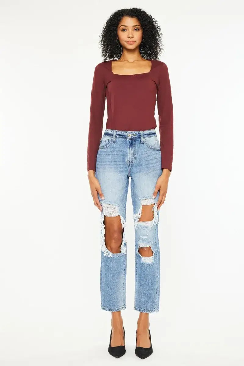 Kancan High Rise Distressed Boyfriend Jeans