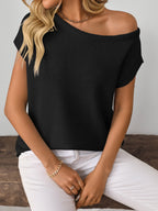 Mandy Boat Neck Short Sleeve Knit Top