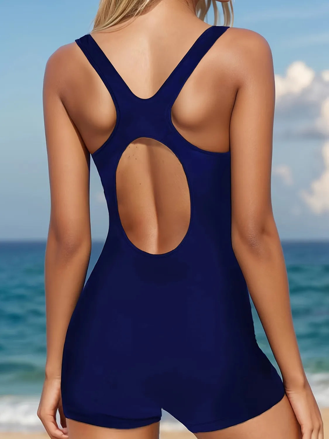 Cutout Back Wide Strap One-Piece Swimwear - felvior