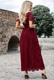Scalloped Trim Lace Plunge Dress - felvior