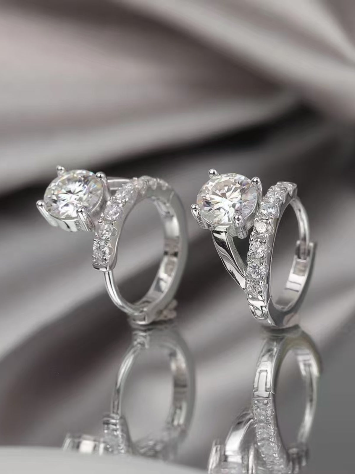 2 Carat Moissanite 925 Sterling Silver Huggie Earrings - felvior
