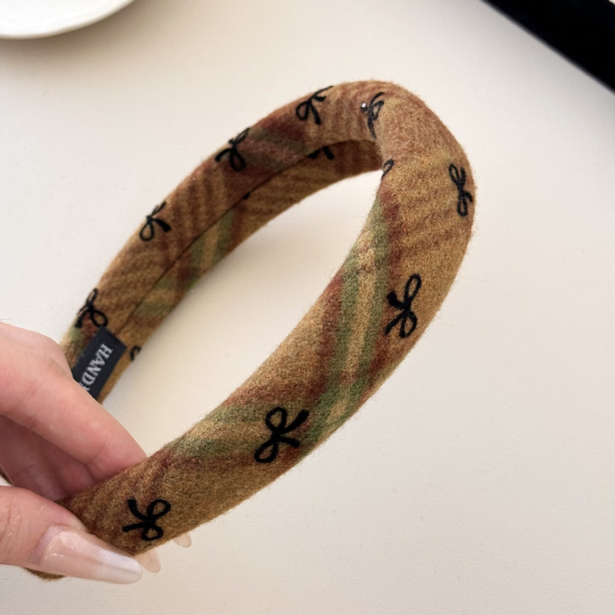 Bow Plaid Polyester Hair Headband - felvior