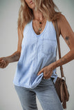 Backless Halter Neck Denim Top - felvior