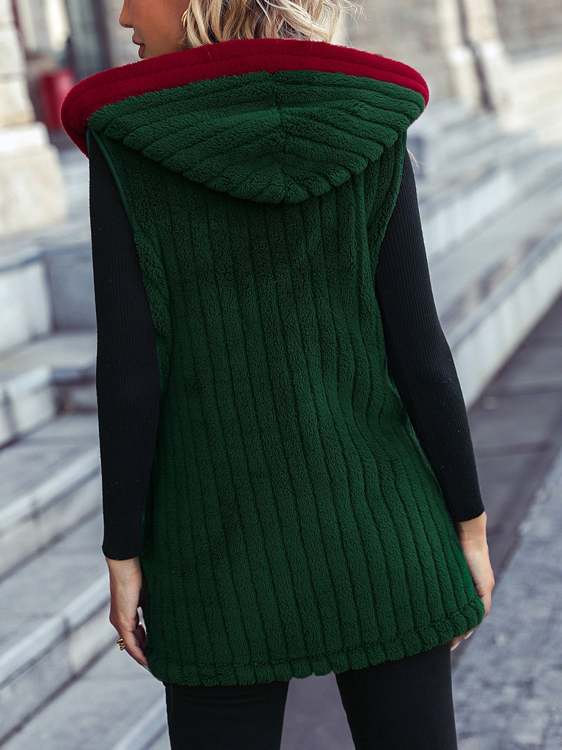 Santa Open Front Hooded Vest Coat - felvior